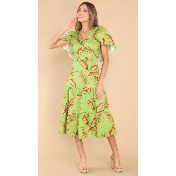 Alden Adair Diana Palma Tiered Midi Maxi Dress NWT Vacation Resort Tropical $392 - Picture 4 of 11